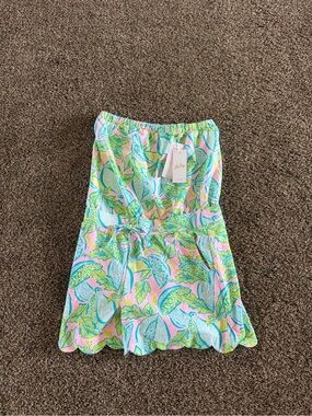 Lilly Pulitzer Pink Aqua Lime Leaf-Print Mini Skirt